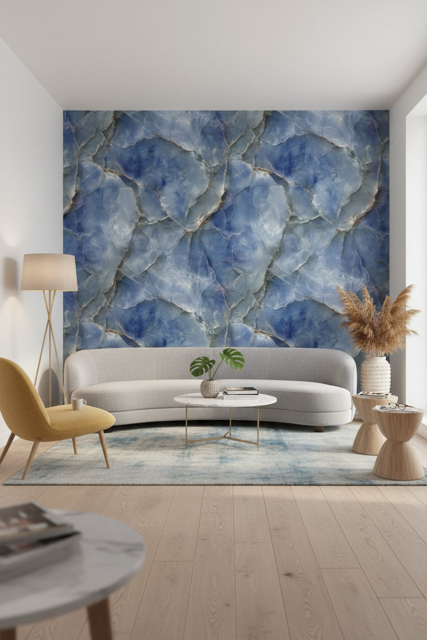 Stone Texture Wallpaper Blue Abstract Wall Mural