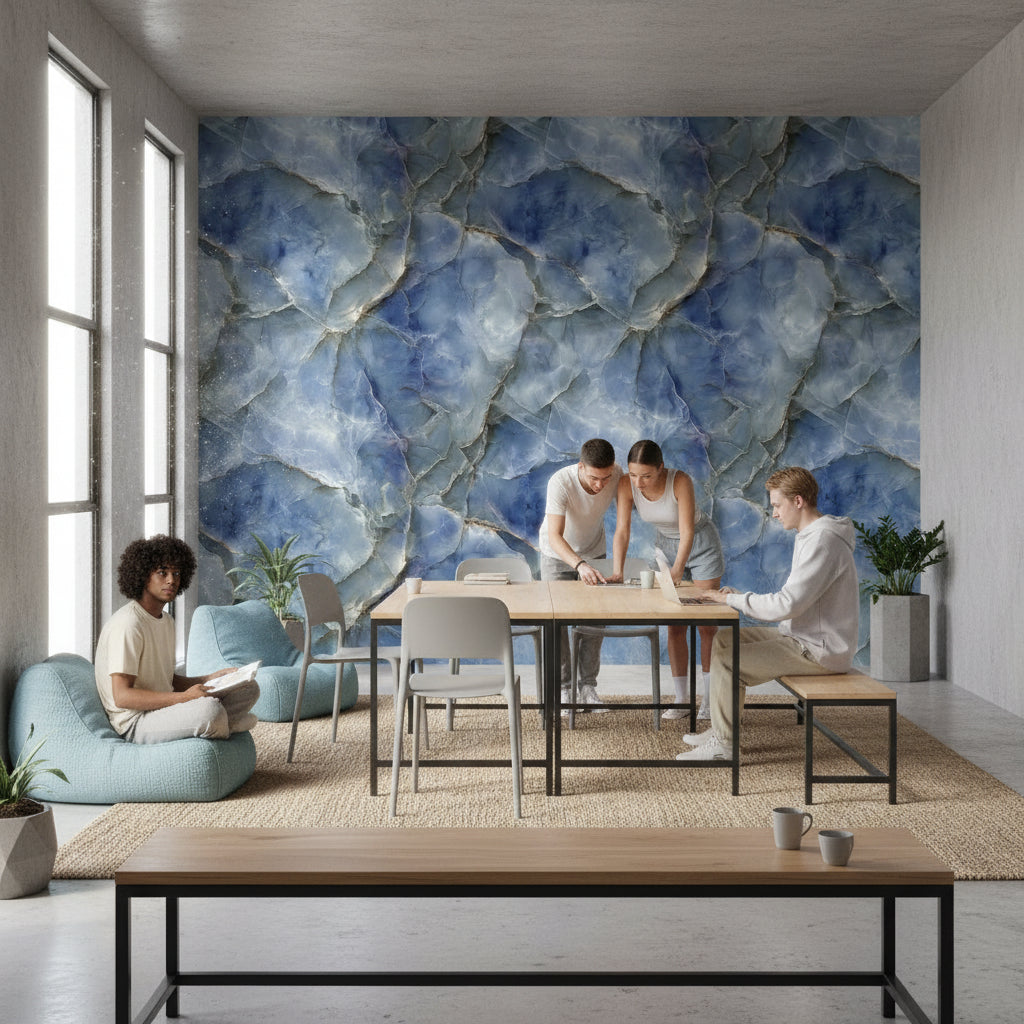 Stone Texture Wallpaper Blue Abstract Wall Mural