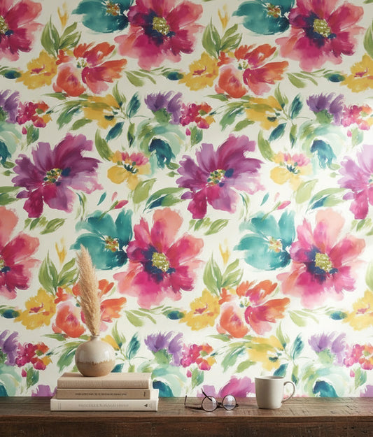 Floral Wallpaper Abstract Bright Removable Wall Decor
