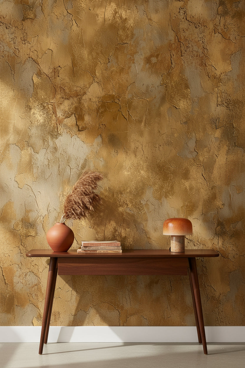 Textured Golden Look Earth Abstract Wallpaper