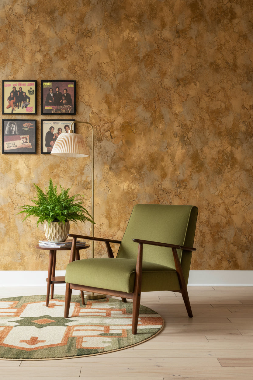 Textured Golden Look Earth Abstract Wallpaper