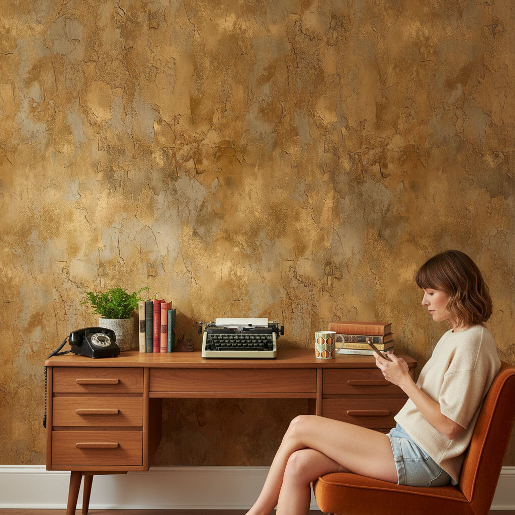 Textured Golden Look Earth Abstract Wallpaper