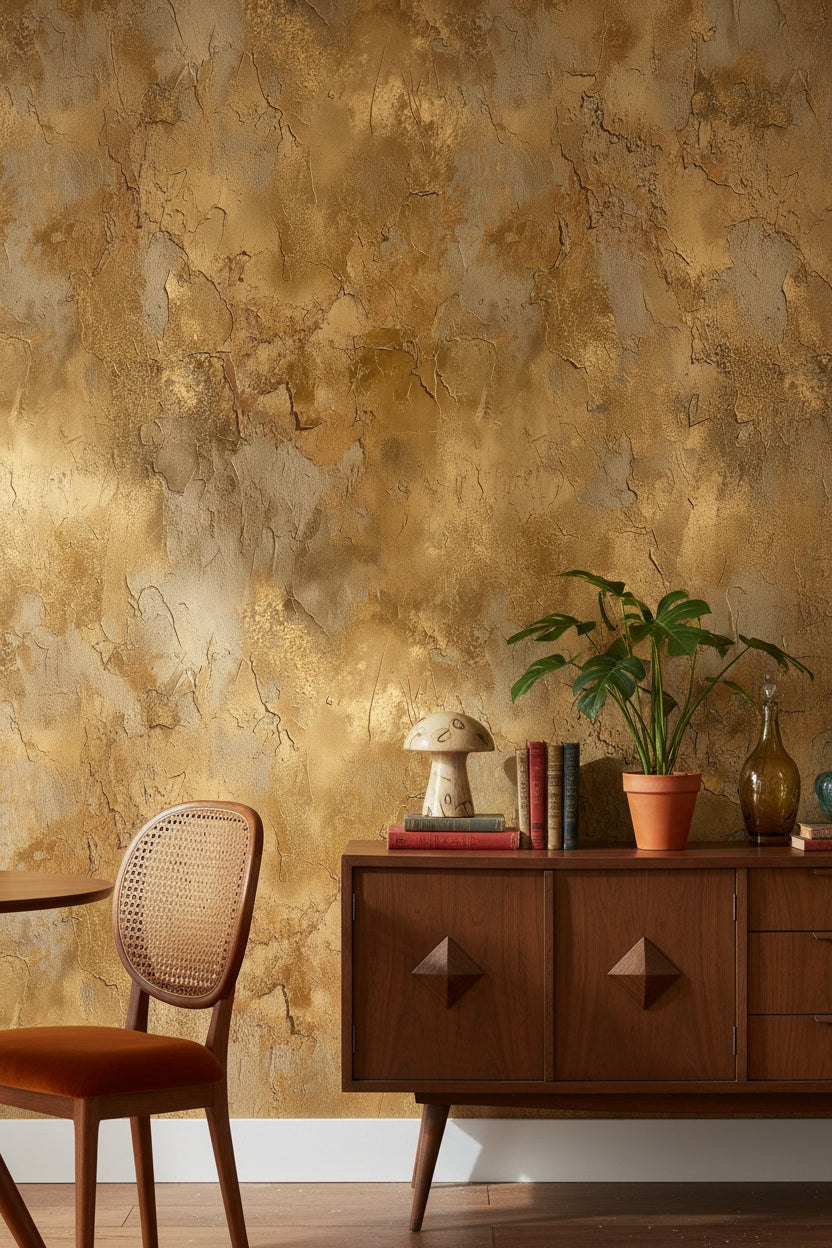Textured Golden Look Earth Abstract Wallpaper