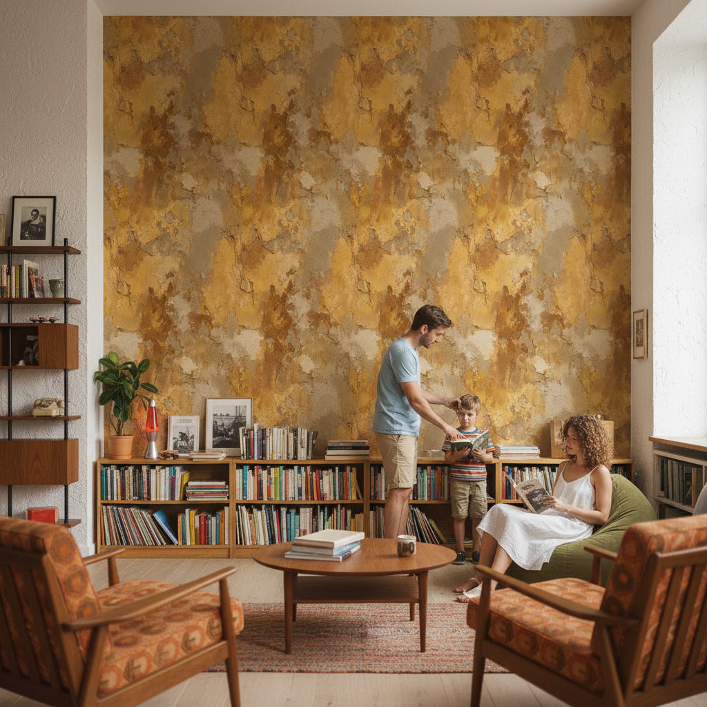 Golden Brown Abstract Textured Wallpaper