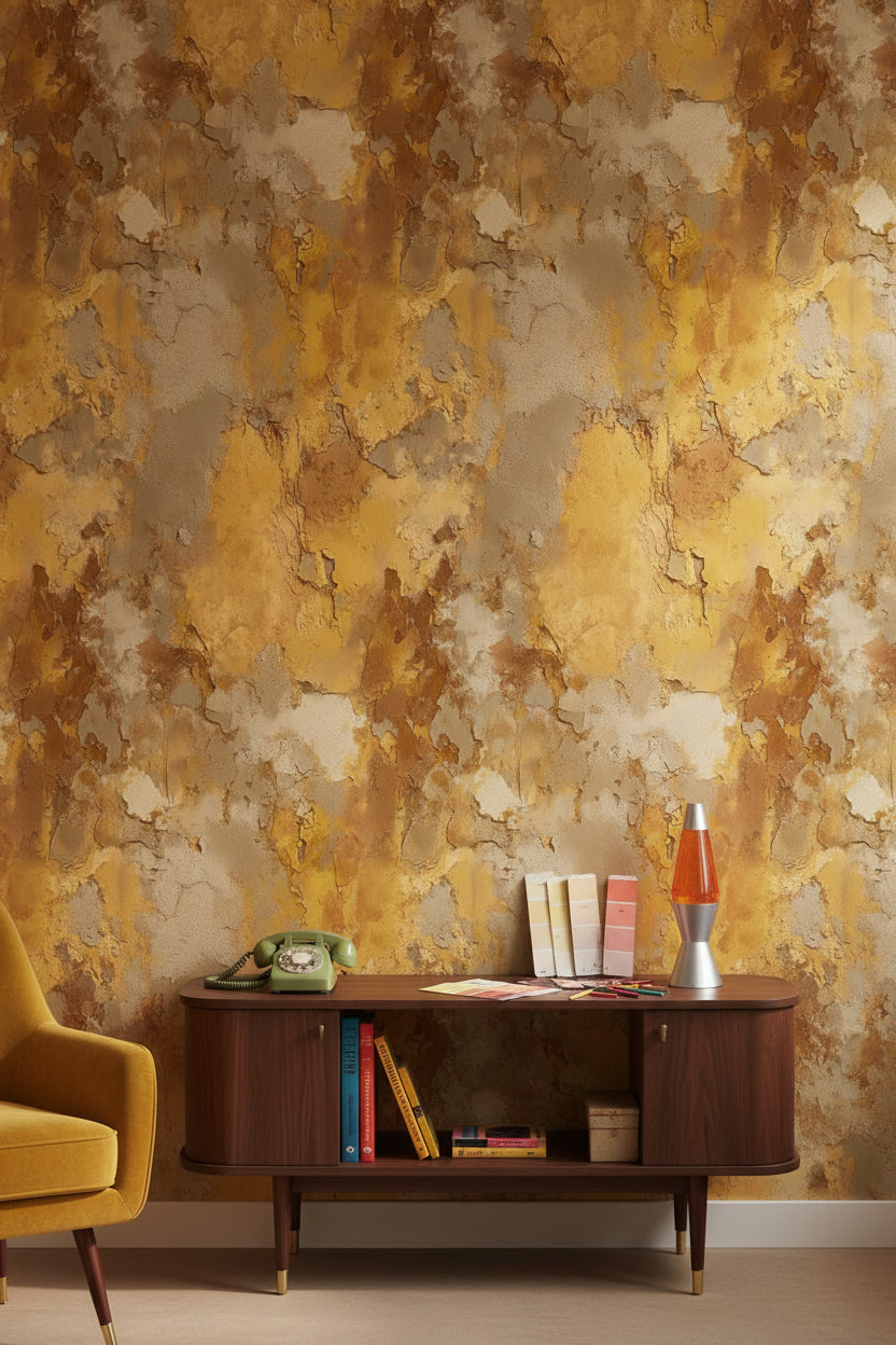 Golden Brown Abstract Textured Wallpaper