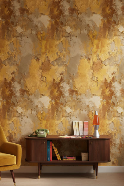 Golden Brown Abstract Textured Wallpaper