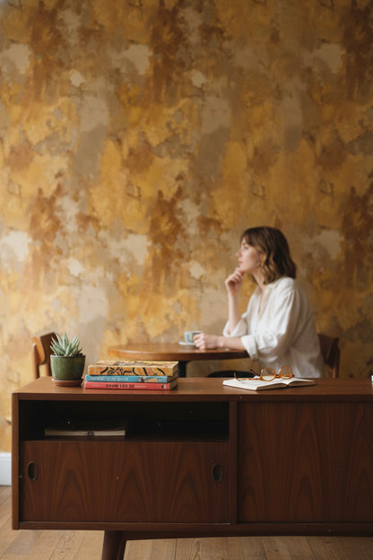 Golden Brown Abstract Textured Wallpaper