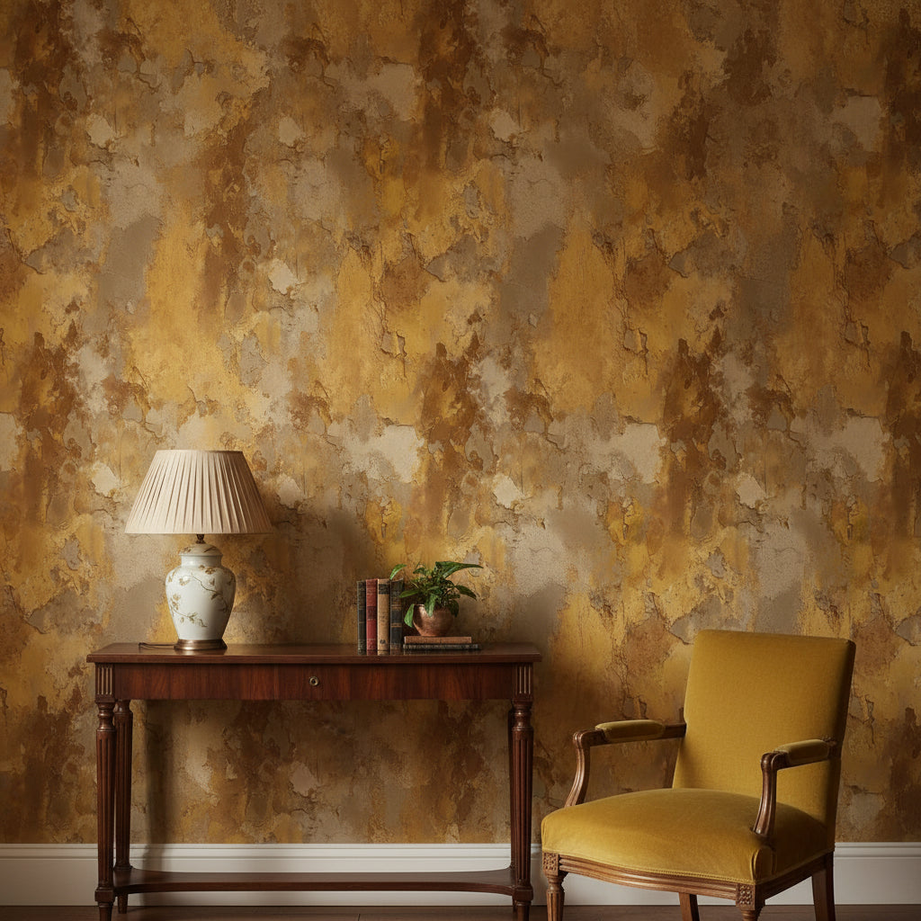 Golden Brown Abstract Textured Wallpaper