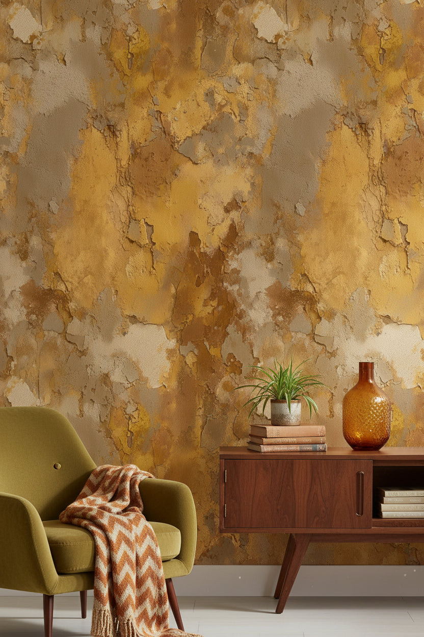 Golden Brown Abstract Textured Wallpaper