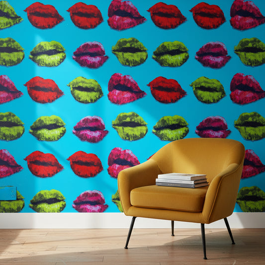 Pop Art Wallpaper Lips Removable Vibrant Wall Double Roll