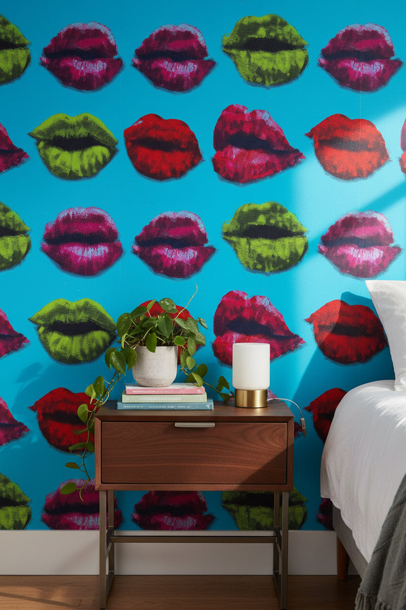 Vibrant Pop Art Lip Pattern Wallpaper
