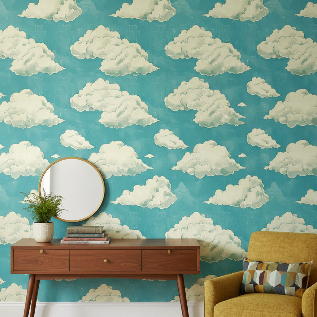 Vintage Clouds Wallpaper Whimsical Serene Wall Mural