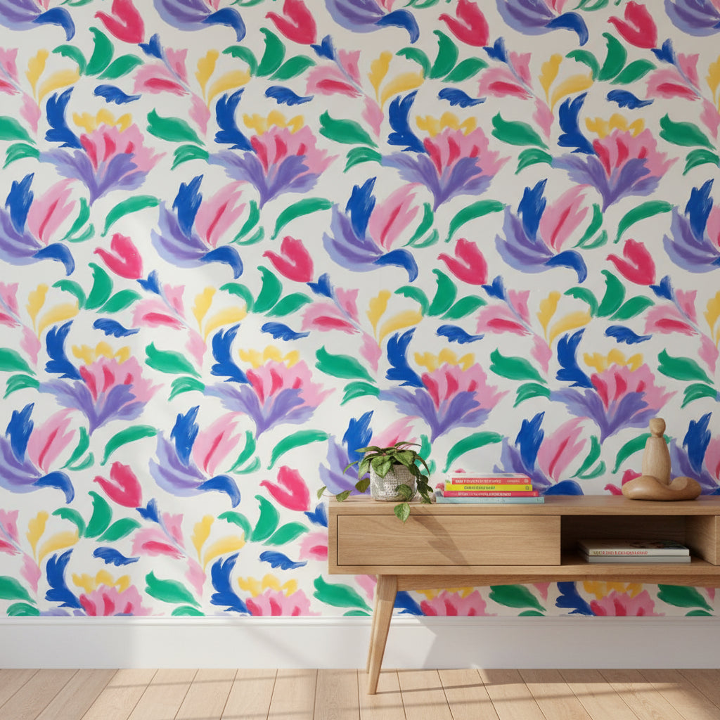 White Background Wallpaper Abstract Playful Wall Decor