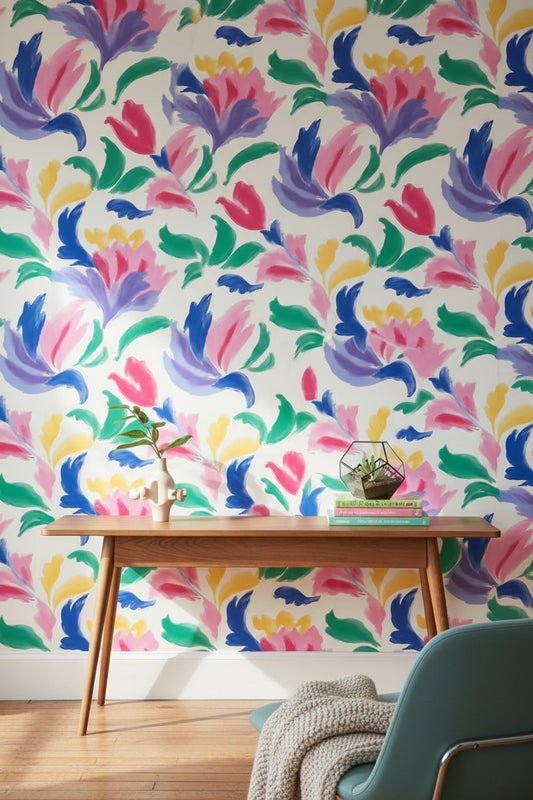 White Background Wallpaper Abstract Playful Wall Decor