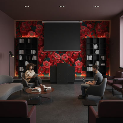 Rich Burgundy Cherry Blossom Floral Wallpaper