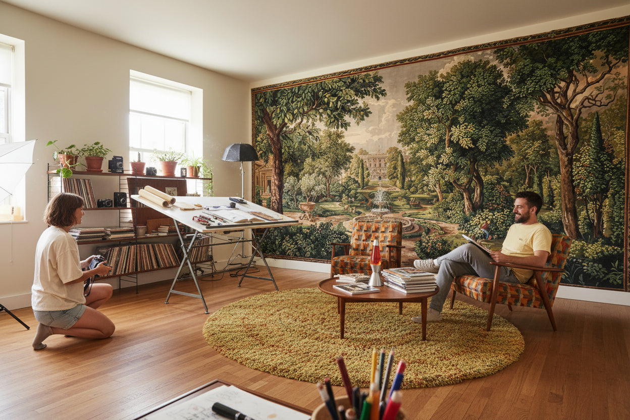 Shades Of Green Wallpaper Vintage Garden Wall Mural