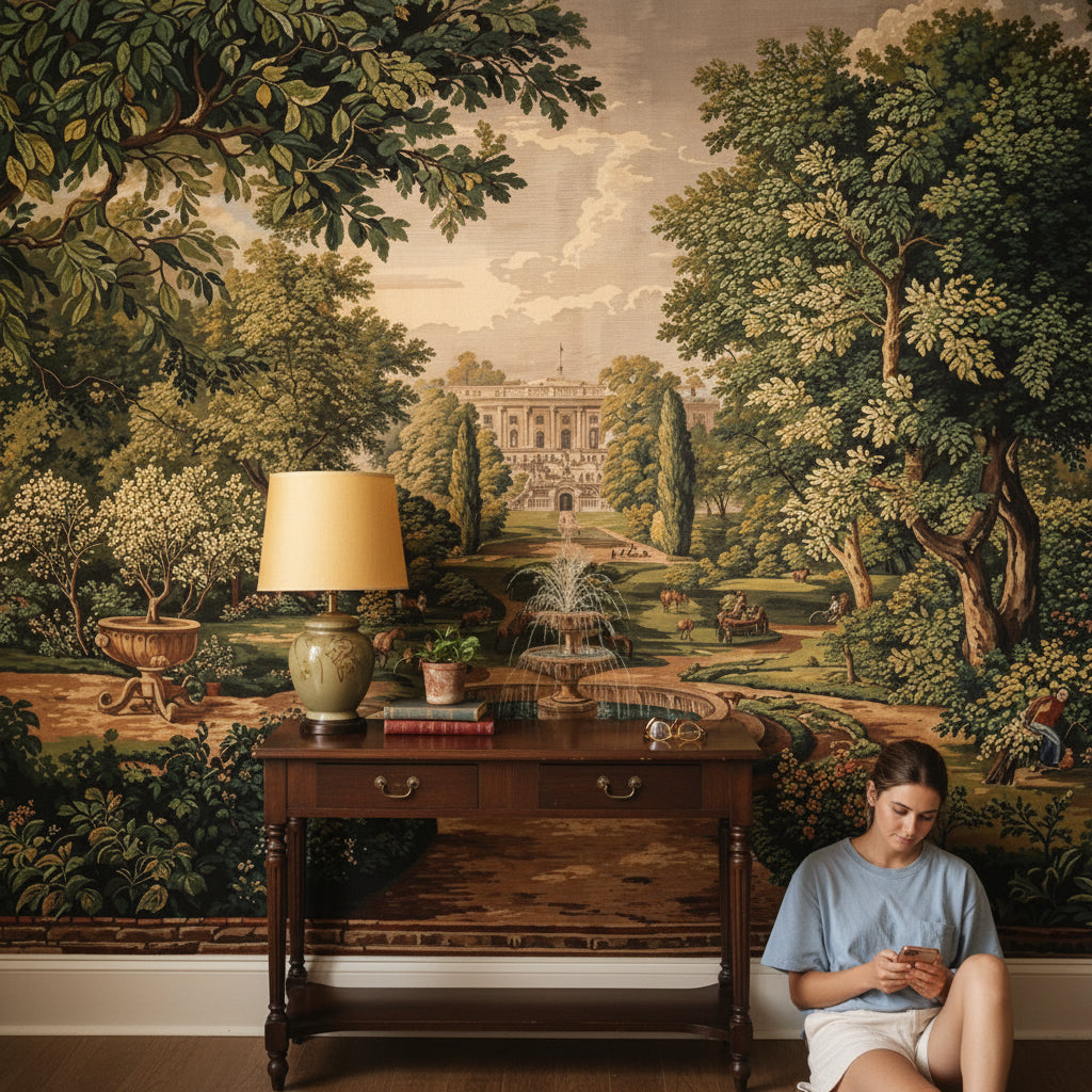 Shades Of Green Wallpaper Vintage Garden Wall Mural