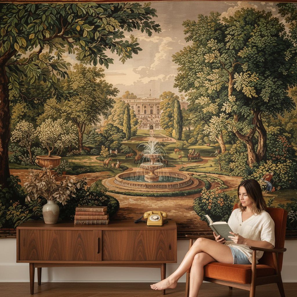 Shades Of Green Wallpaper Vintage Garden Wall Mural