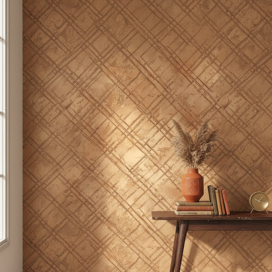 Vintage Textured Wallpaper Plaid Rustic Decorative Mural
