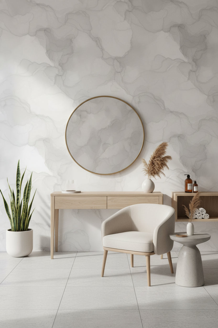 Soft Gray Abstract Watercolor Pattern Wallpaper