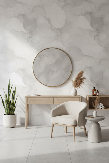 Soft Gray Abstract Watercolor Pattern Wallpaper
