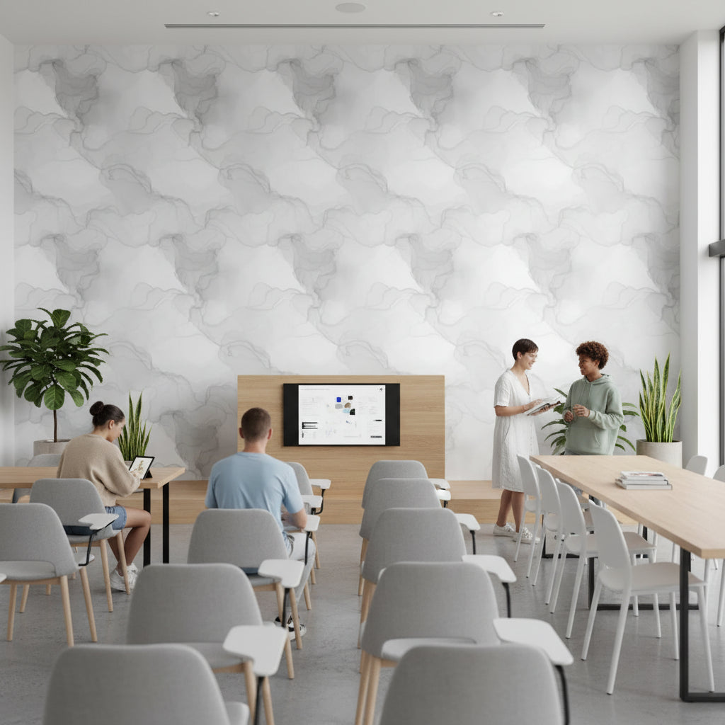 Soft Gray Abstract Watercolor Pattern Wallpaper