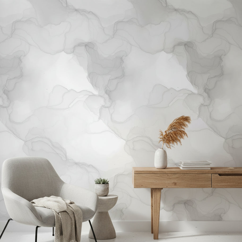 Soft Gray Abstract Watercolor Pattern Wallpaper