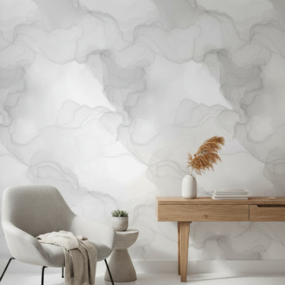Soft Gray Abstract Watercolor Pattern Wallpaper
