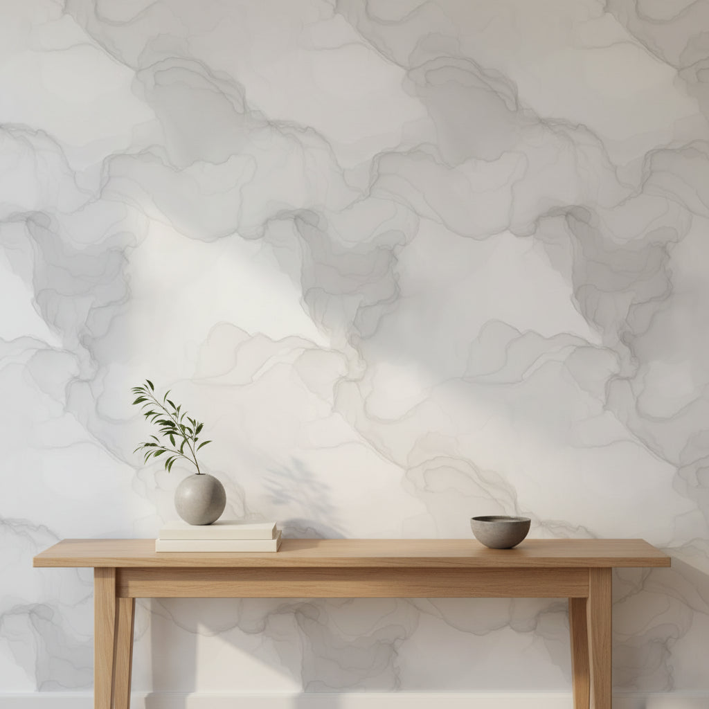 Soft Gray Abstract Watercolor Pattern Wallpaper