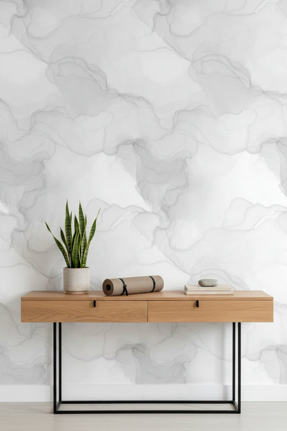Soft Gray Abstract Watercolor Pattern Wallpaper