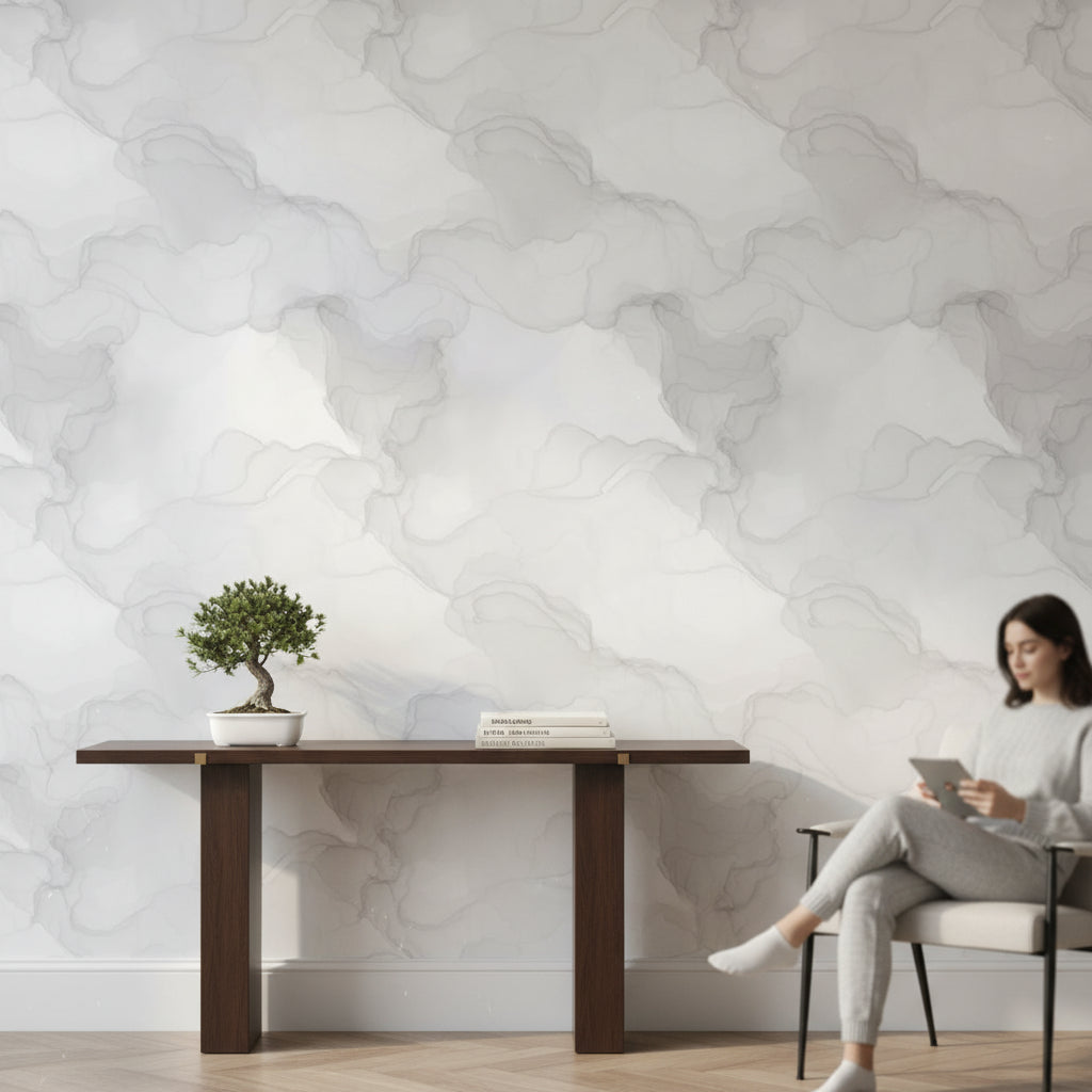 Soft Gray Abstract Watercolor Pattern Wallpaper