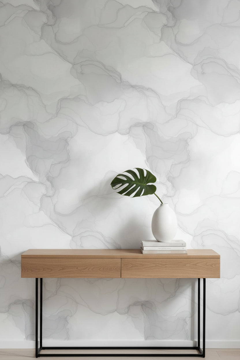 Soft Gray Abstract Watercolor Pattern Wallpaper