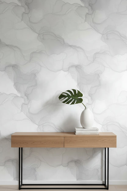 Soft Gray Abstract Watercolor Pattern Wallpaper