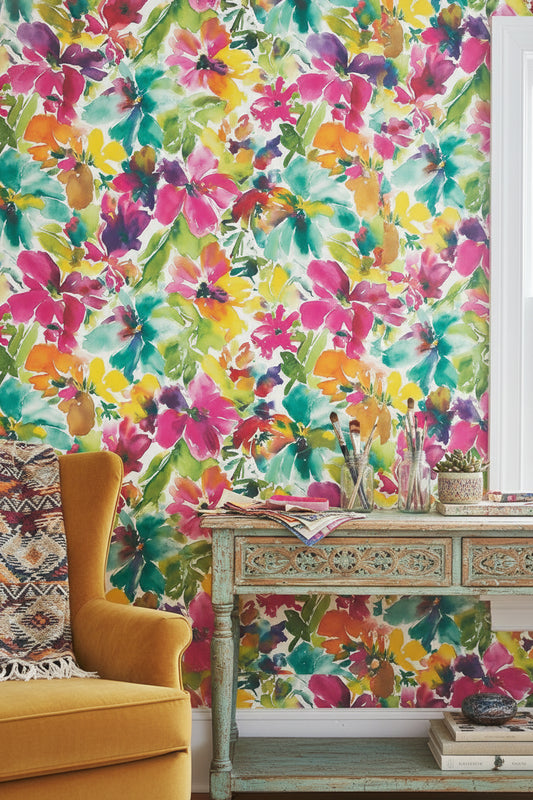 Floral Wallpaper Abstract Bohemian Removable Wall Decor