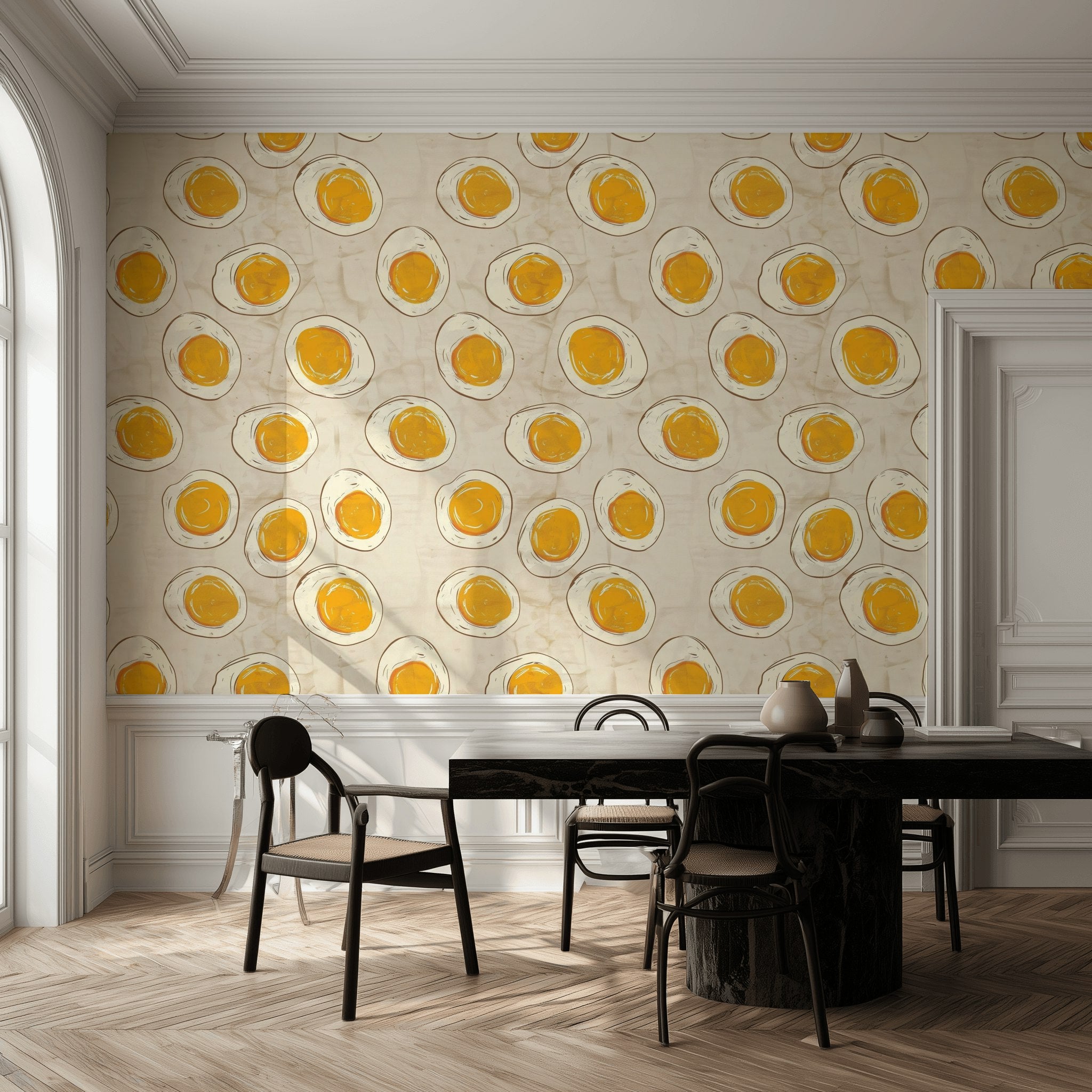 Beige and Orange Egg Pattern Wallpaper