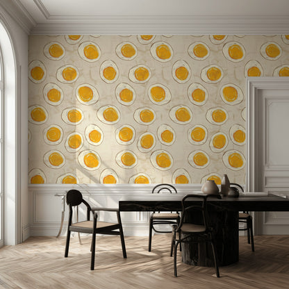 Beige and Orange Egg Pattern Wallpaper