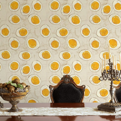 Beige and Orange Egg Pattern Wallpaper
