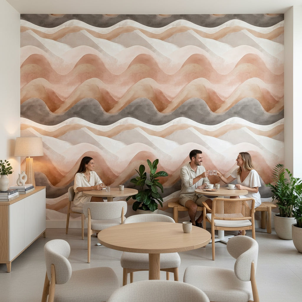 Serene Waves Wallpaper Abstract Modern Wall Decor