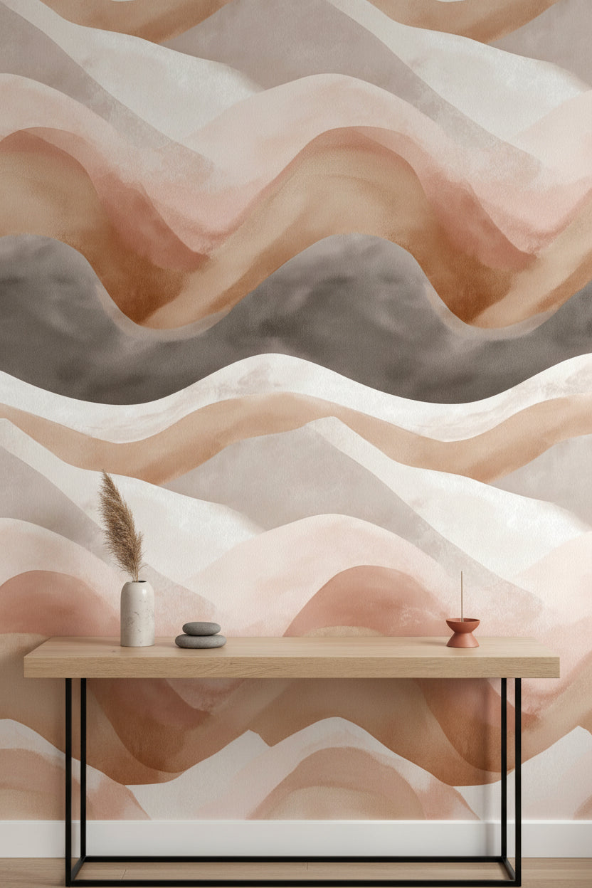 Serene Waves Wallpaper Abstract Modern Wall Decor