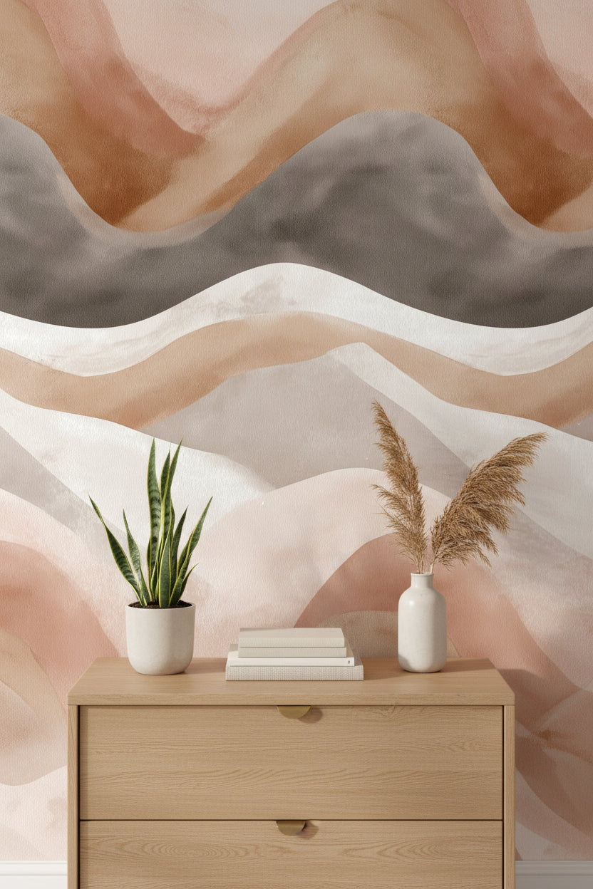 Serene Waves Wallpaper Abstract Modern Wall Decor