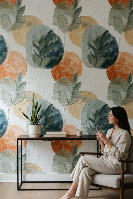 Textured Wallpaper Geometric Contemporary Decorative Mural