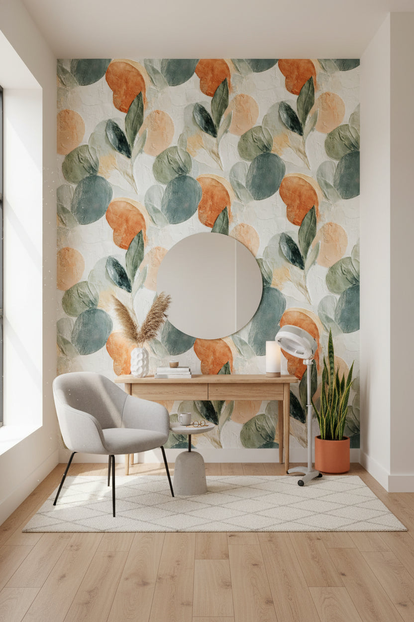 Abstract Floral Wallpaper Modern Removable Textured Wall Double Roll