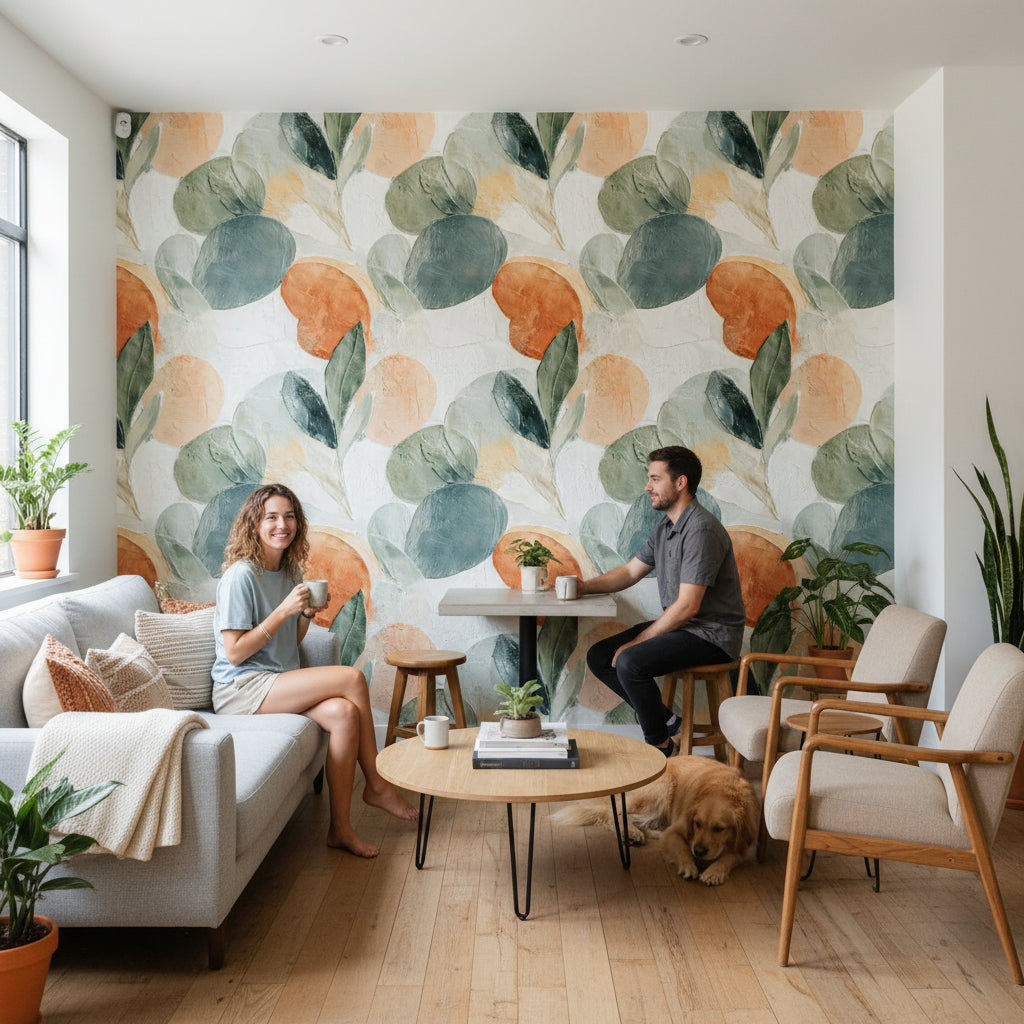 Abstract Floral Wallpaper Modern Removable Textured Wall Double Roll