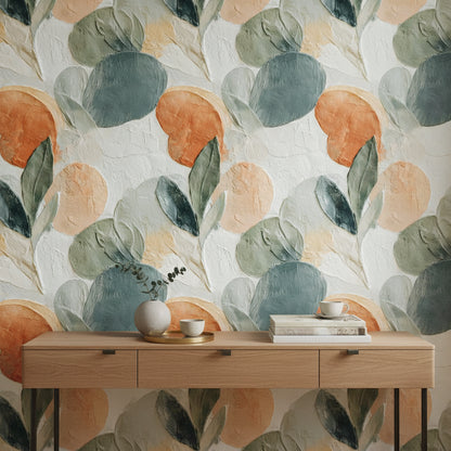 Cream Brushstroke Botanical Wallpaper