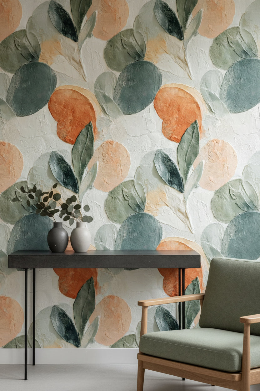 Abstract Floral Wallpaper Modern Removable Textured Wall Double Roll