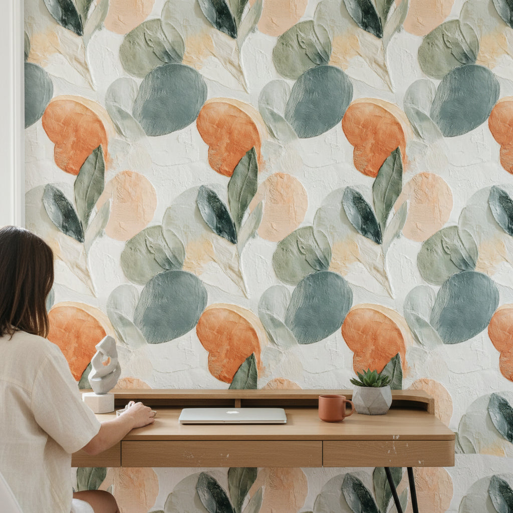 Abstract Floral Wallpaper Modern Removable Textured Wall Double Roll