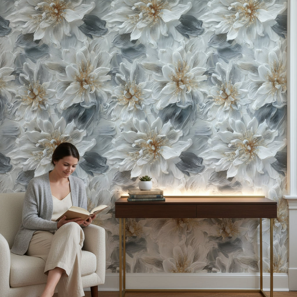 Floral Wallpaper Textured Modern Decorative Mural