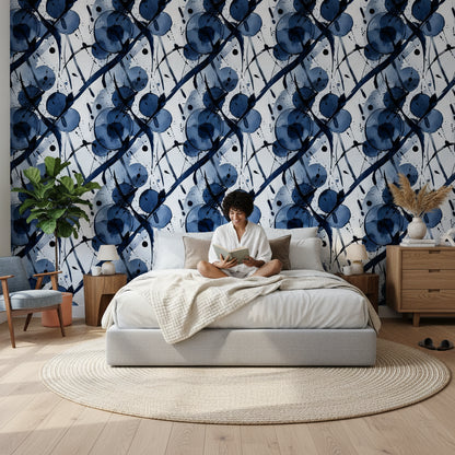 Navy Blue Abstract Splash Wallpaper