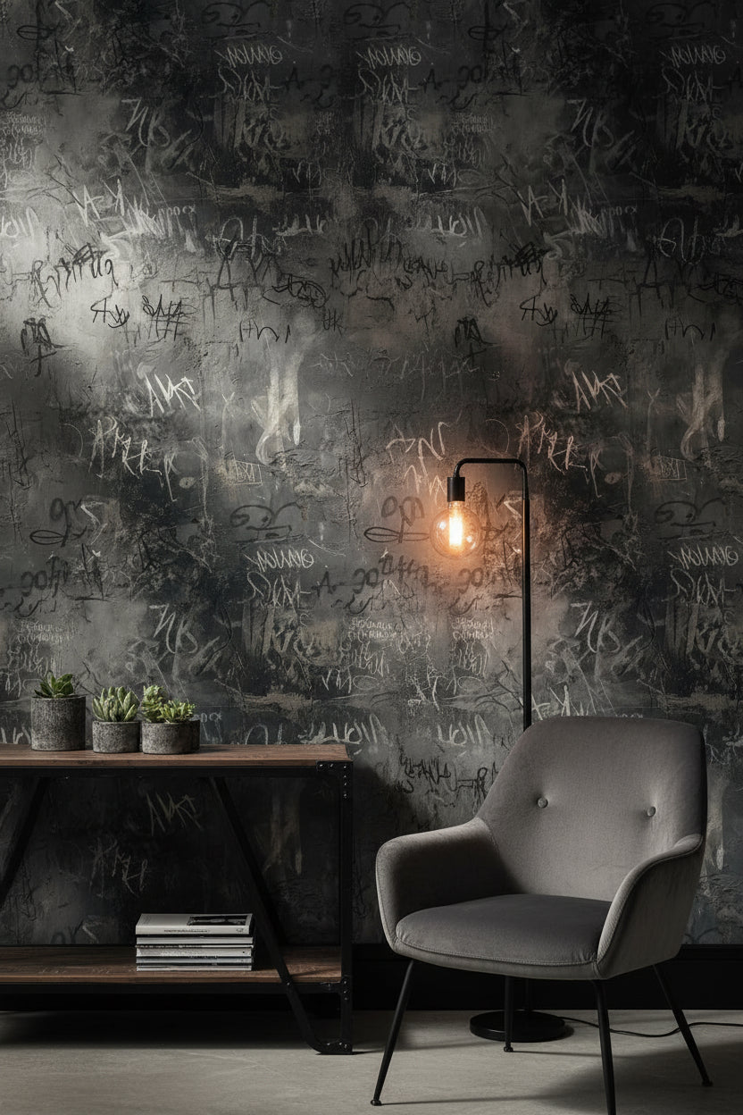 Graffiti Wallpaper Urban Industrial Wall Decor