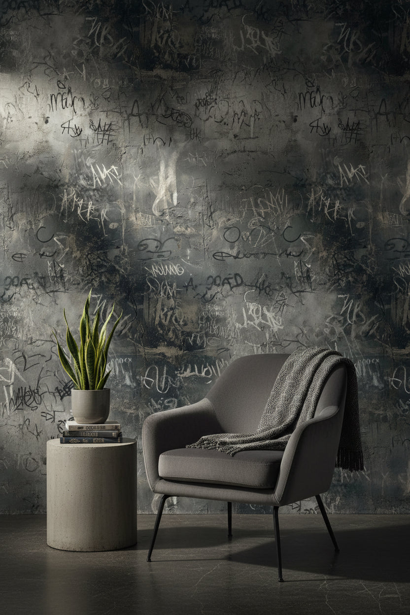 Graffiti Wallpaper Urban Industrial Wall Decor